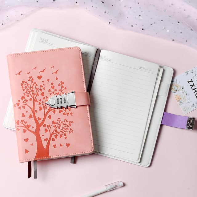 Detalle de HwxBen Diario Segreto A5 Rosa con Lucchetto – 240 Pagine con serratura