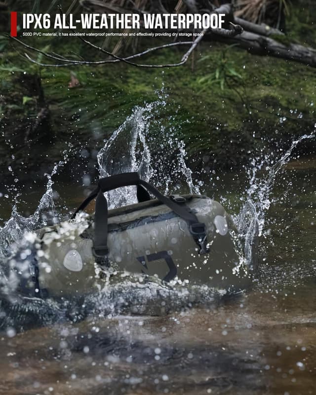 Detalle 2 de BORLENI Borsa da moto impermeabile 30L con chiusura rolltop e sistema MOLLE