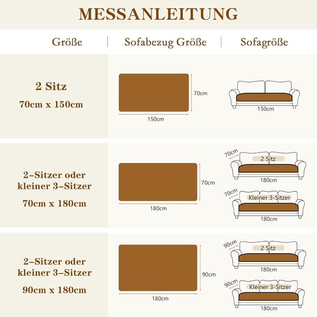 Thumbnail 4 de Sofa Überzug 3 Sitzer 70 x 180 cm Hellgrau