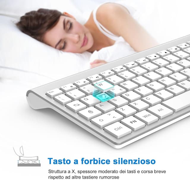 Detalle de cimetech Tastiera wireless 2.4G layout italiano QWERTY con tastierino numerico (argento)
