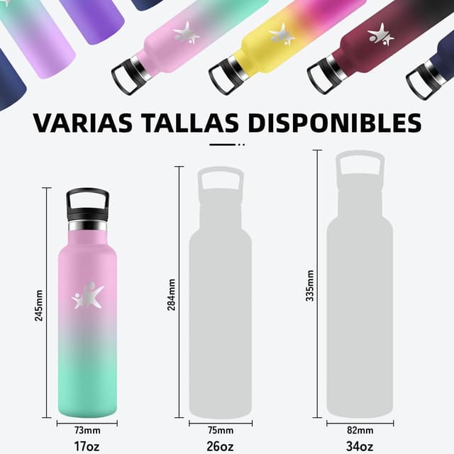 Detalle de Grsta borraccia termica 500 ml in acciaio inox doppio isolamento, senza BPA, con filtro e cannuccia