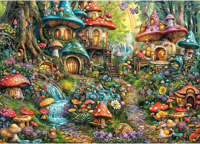 Detalle de MOJIGE Jigsaw Puzzles for Adults 1000 Pieces – Mushroom Garden “Impossible” Theme