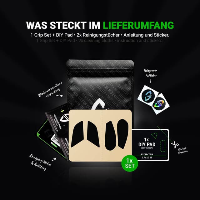 Detalle de SensoryBoost Maus Grip Tape für Logitech G303 Shroud Edition (0,5 mm, inkl. Zuschnitt-Pad) – ultradünn & schweißabsorbierend