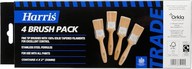 Detalle de Harris Trade 4 Brush Pack 2" – fine-tip brushes for controlled, smooth finishing