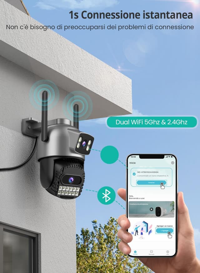 Thumbnail 5 de ANBIUX 2.5K Telecamera Wi‑Fi Esterno 360° PTZ con doppio obiettivo