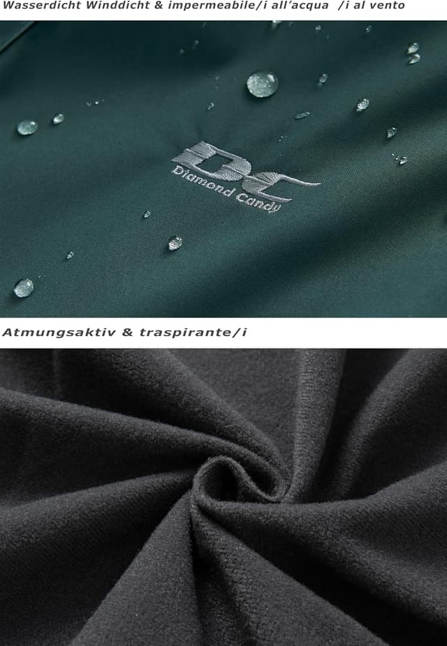 Detalle de DCmount Damen Regenjacke wasserdicht mit abnehmbarer Kapuze – Outdoor-Softshell für Übergangswetter