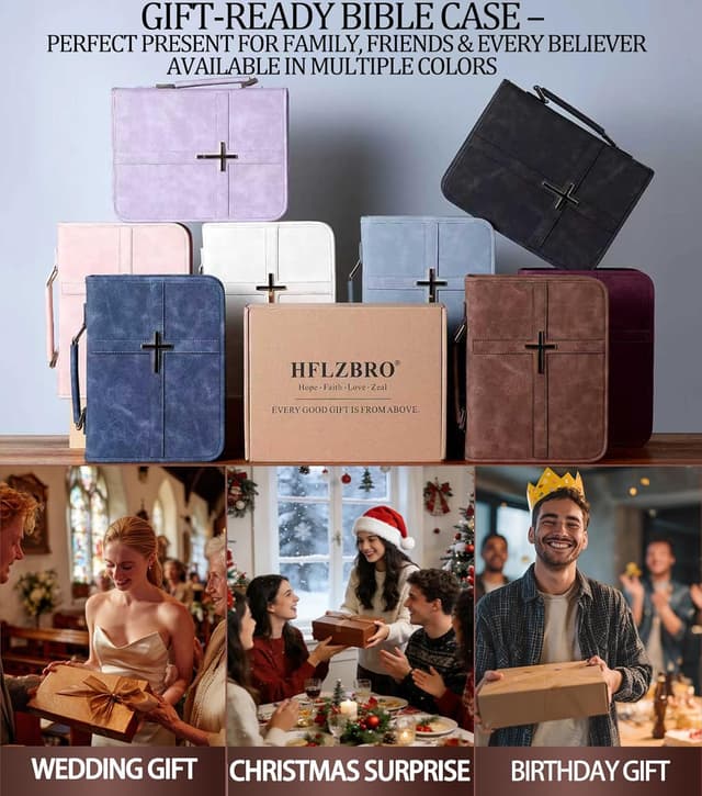 Detalle 2 de Vegan Leather Bible Cover Case with Phone Pocket (Large) – Black Cross Design