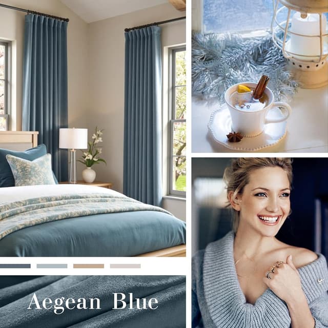 Detalle de Lazzzy Velvet Blackout Curtains (Dark Slate) — Thermal Insulated Room Window Drapes, Rod Pocket, 2 Panels (52" x 63")