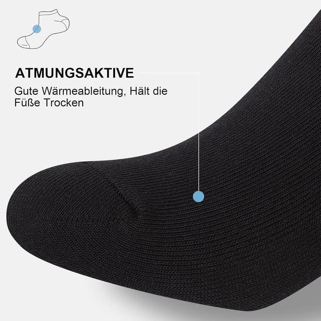 Detalle 2 de fitfets Sneaker-Socken aus Baumwolle (10 Paar) – Kurzsocken für Herren & Damen, unisex, Schwarz/Weiß/Grau