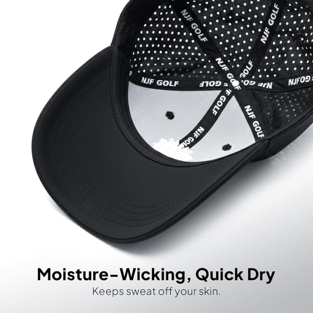 Detalle de NJF Golf Hat Men: Breathable Adjustable Rope Hook-and-Loop Cap with Tee Holder