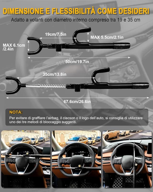 Thumbnail 1 de Tevlaphee Blocco Volante Serratura Sicurezza