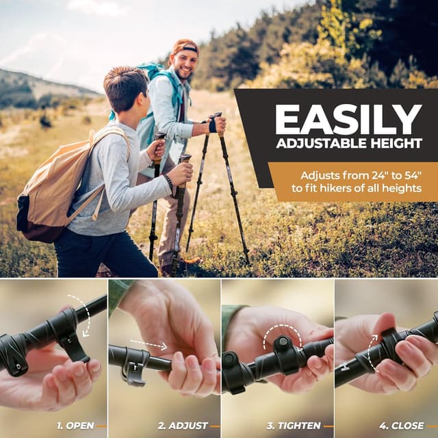 Thumbnail 6 de Foxelli Carbon Fiber Walking Poles – lightweight collapsible trekking poles with cork grips