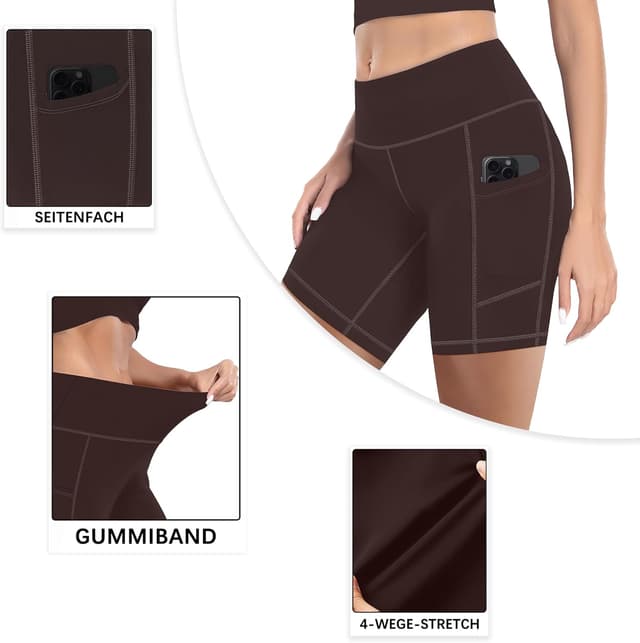 Thumbnail 5 de MIRITY 4er Pack Damen High-Waist Biker Shorts mit Taschen – atmungsaktive Sportleggings für Yoga, Fitness & Alltag