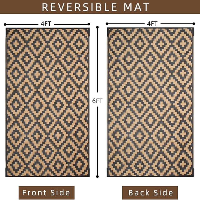 Detalle de Enipate Outdoor Rug for Patios, 4x6ft
