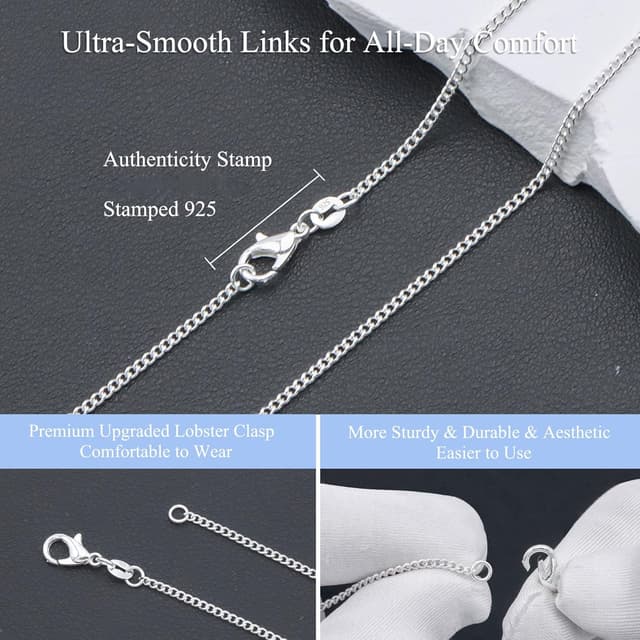 Detalle de Kraven Feine 925 Silber Damenhalskette 40 cm