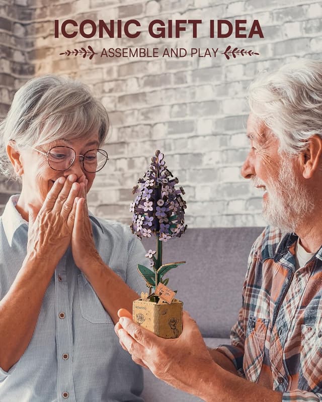 Detalle de ROWOOD 3D Holz-Puzzle Lila – DIY-Blume als Bausatz für Erwachsene