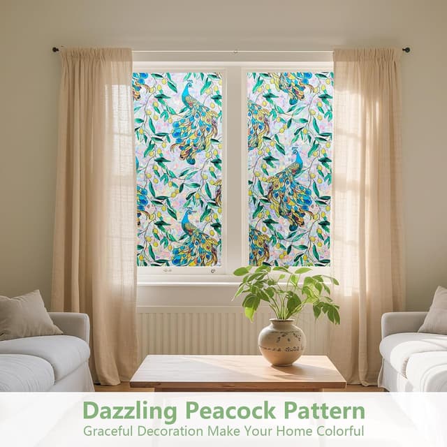 Detalle 2 de KROMAPOLIS Film fenêtre électrostatique effet vitrail 3D anti-regard (90×200 cm) avec filtre UV