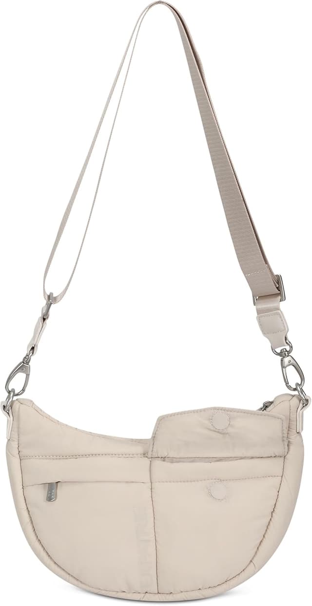 Detalle de Expatrié Vivy — sac bandoulière demi-lune pour femme, imperméable, format crescent