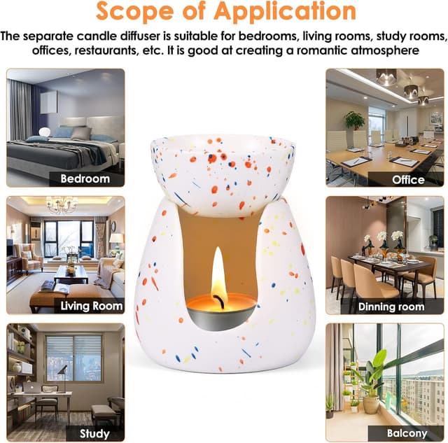 Thumbnail 6 de Viitech Essential Oil Burner Ceramic Wax Melt Burner with Tealight Holder (Removable Bowl, Colourful)