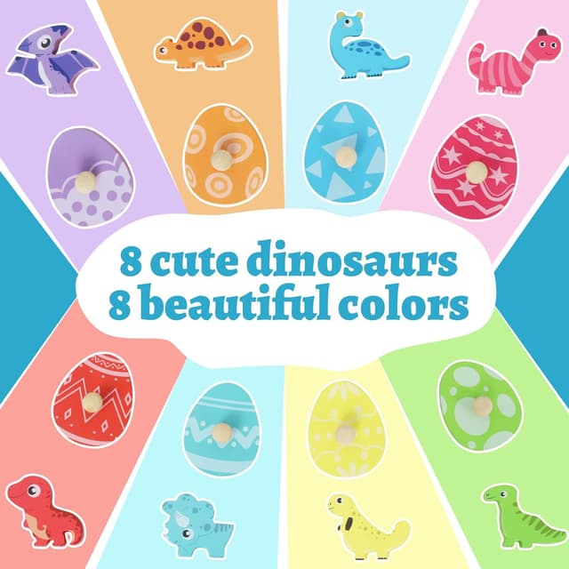 Thumbnail 6 de LZDMY Baby Wooden Montessori Dinosaur Puzzle & Sorting Egg Toy