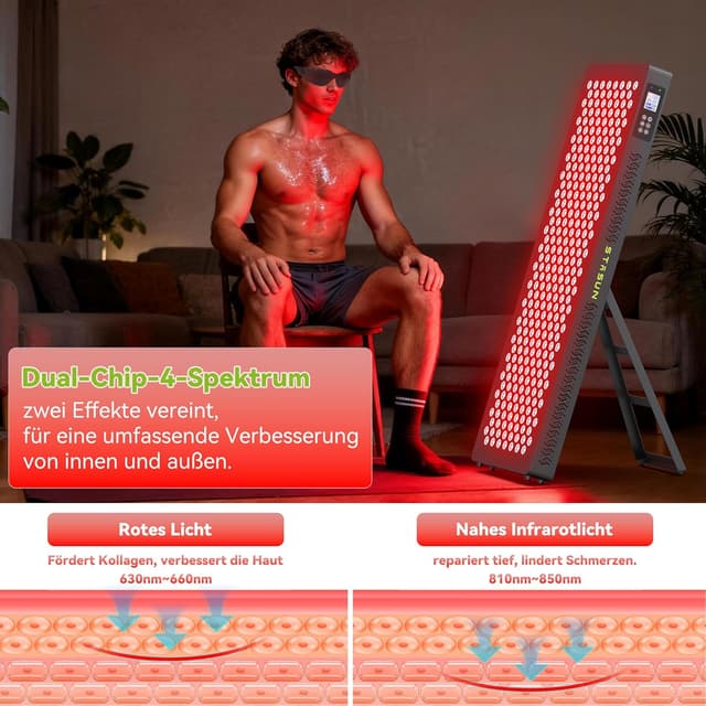 Detalle 2 de STASUN Rotlicht Therapiegerät 1500 W Dual-Chip