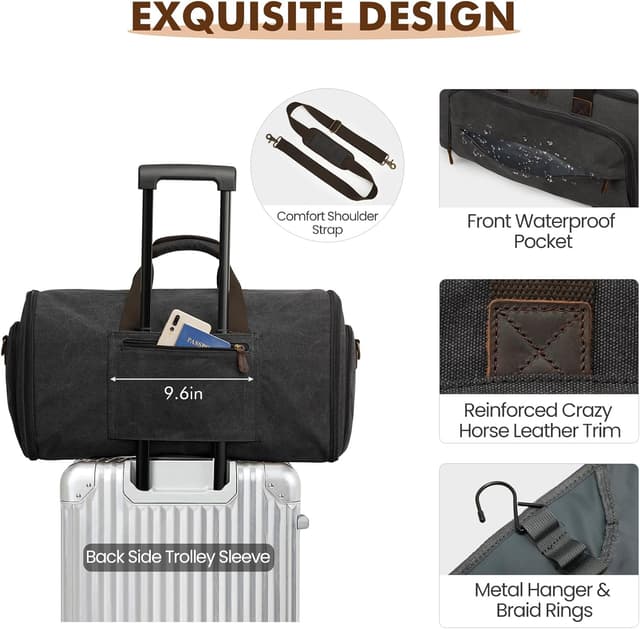 Detalle 2 de S-ZONE 60L 3 in 1 borsa per vestiti convertibile con astuccio da toilette