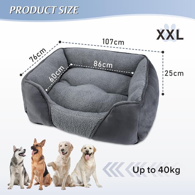 Detalle 2 de MIXJOY Extra Extra Large XXL Washable Dog Bed (Low Front Edge) with Non-Slip Bottom, 107x76x25 cm