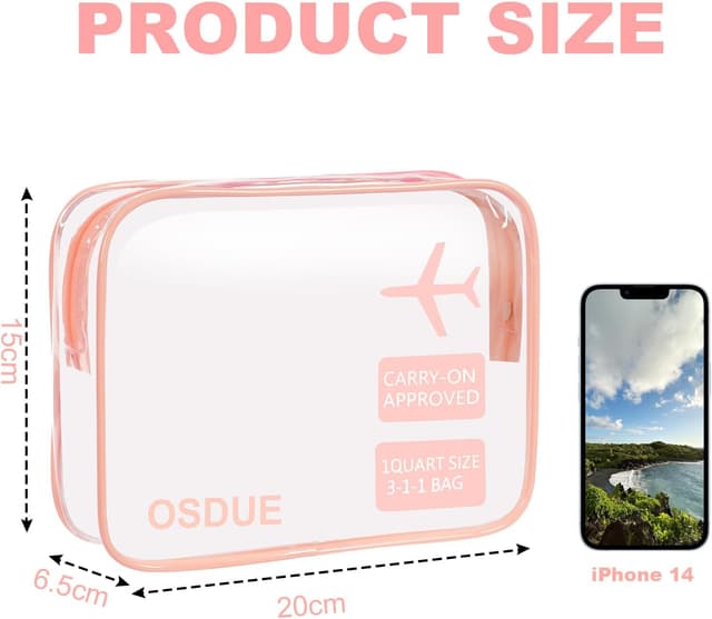 Detalle de OSDUE beauty case trasparente TSA 20x15 cm