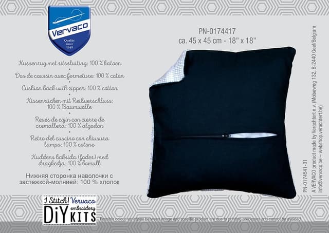 Thumbnail 1 de Vervaco Kit Cojín 45x45 cm Negro para Bordar 🛋