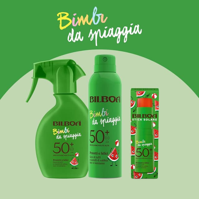 Detalle 2 de Bilboa Bimbi da Spiaggia Spray Solare Bambini SPF 50+ (250 ml) resistente all’acqua
