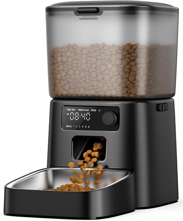 Detalle de oneisall Alimentatore automatico per gatti da 3,5 L con timer programmabile e ciotola in acciaio inox