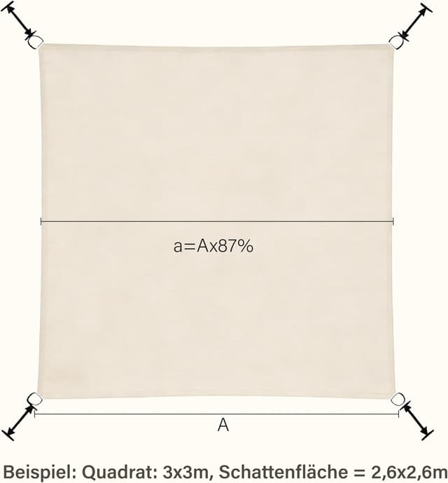 Detalle de Purovi tenda da sole quadrata impermeabile 3 x 3 m con occhielli
