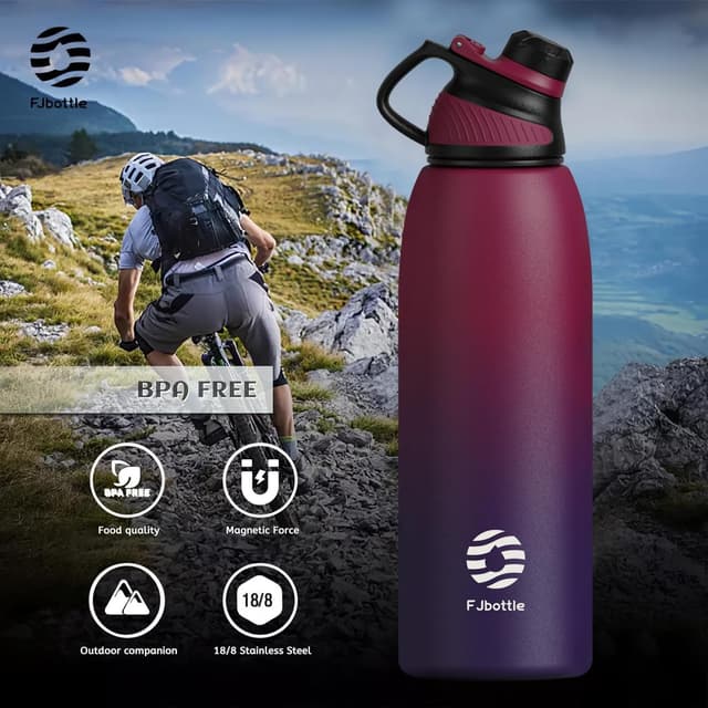 Detalle de Fjbottle stainless steel insulated water bottle with magnetic lid (BPA free, leak-proof) – 600ml to 1.5L