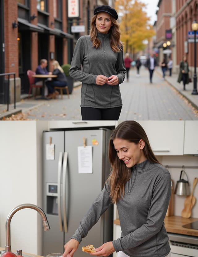 Thumbnail 6 de Terecey Tee Shirt Sport Femme à manches longues avec 1/4 zip pour running, fitness et salle