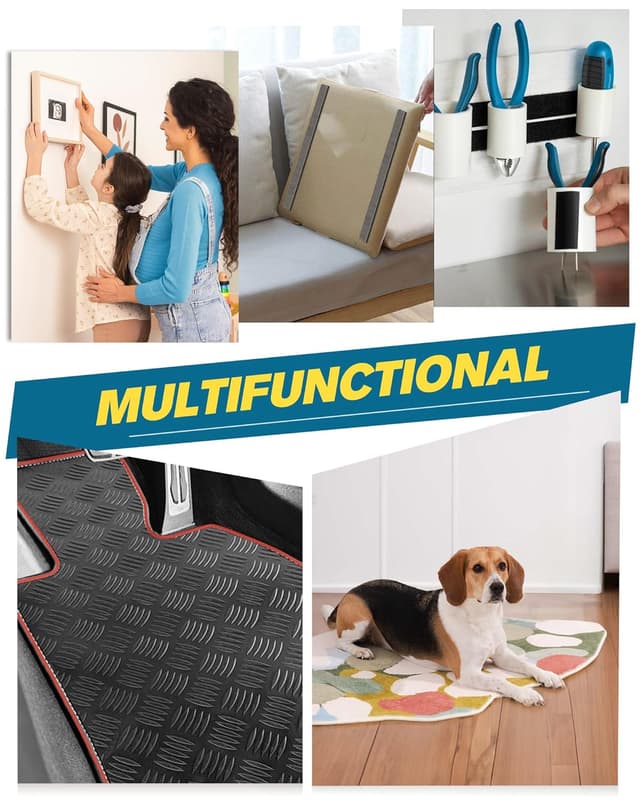 Thumbnail 6 de Emitever Heavy Duty Hook and Loop Tape – strong self-adhesive double-sided strip (Black, 20mm x 10m)