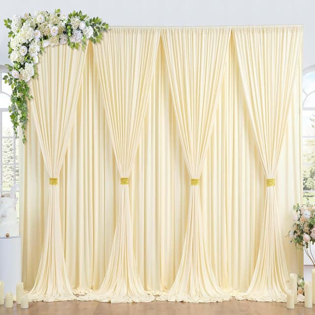 Thumbnail 6 de 3x3 m Champagne Vorhang für Kulissen (Sekt-Hintergrund) aus Polyester – 2 Platten, für Hochzeit, Party & Fotos