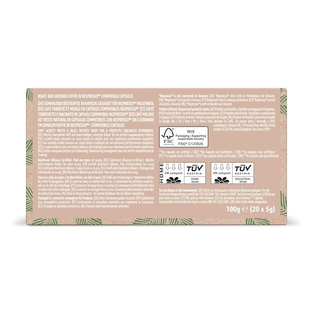 Thumbnail 6 de by Amazon kompostierbare Kaffeekapseln (Nespresso-kompatibel) mit 100% brasilianischem Arabica, 20 Stück