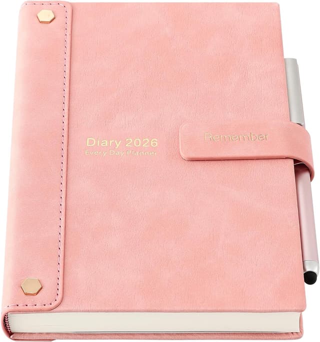 Detalle de Mljtoyo Diary 2026 A5 Page‑a‑Day Pink