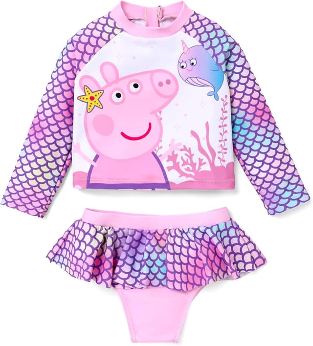 Detalle de Peppa Pig maillot de bain 2 pièces fille (tankini manches longues) imprimé sirène, 2 à 6 ans