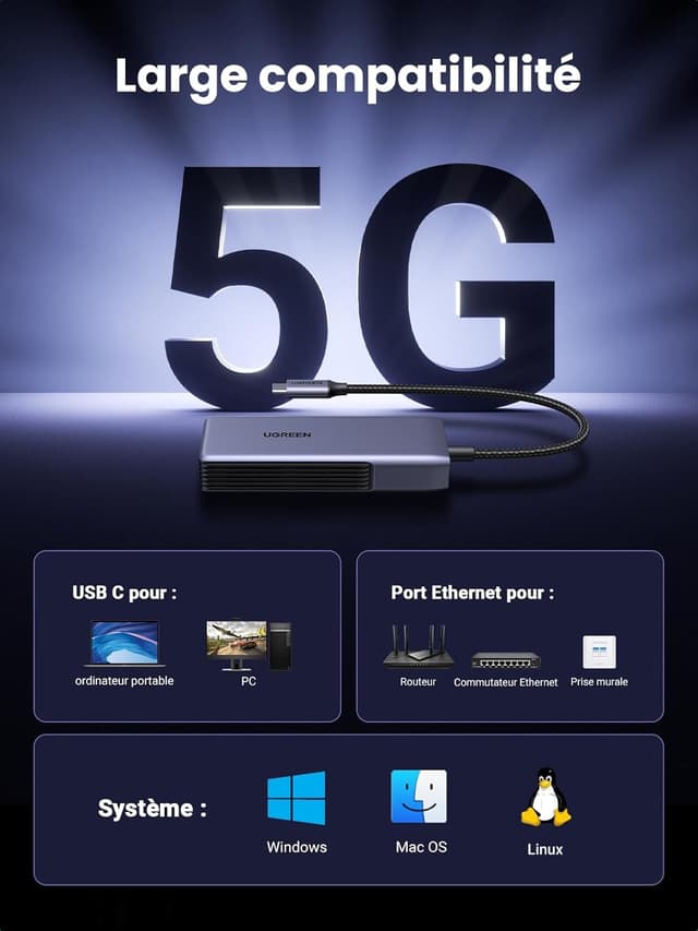 Thumbnail 4 de UGREEN 5Gbps Adaptateur USB C Ethernet