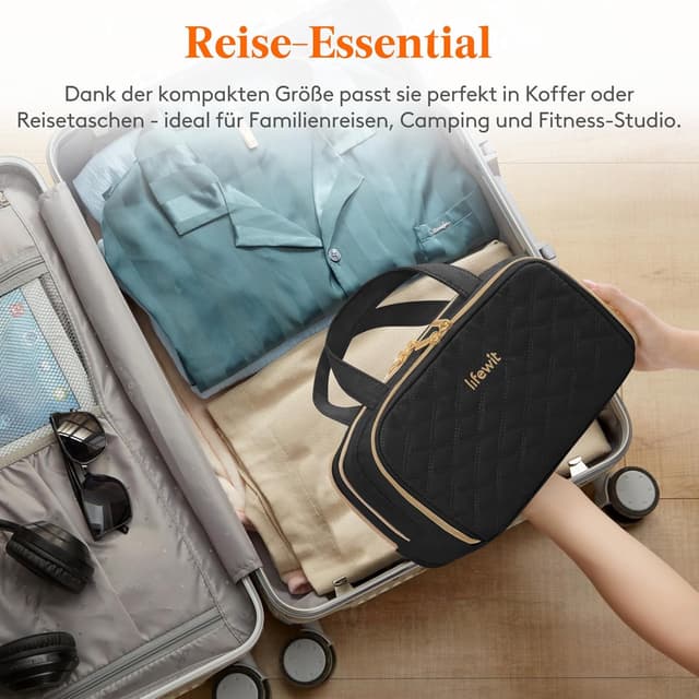 Thumbnail 6 de Lifewit Reise-Kulturtasche für Damen (5,2 l) – wasserabweisender Kulturbeutel mit Nassfach, Organizer und Aufhängefunktion, Schwarz