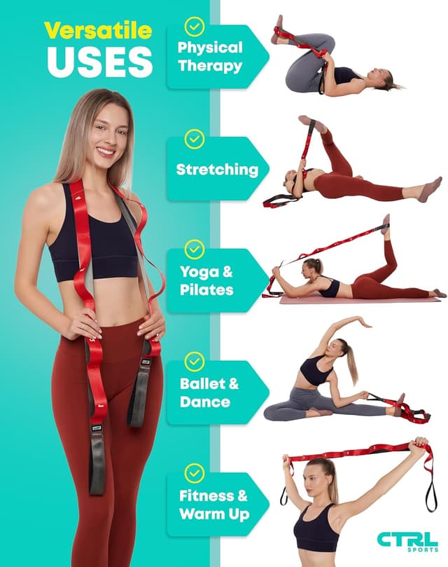 Detalle 2 de Stretching Strap with Loops (Non-Elastic) for Yoga, Physical Therapy & Flexibility