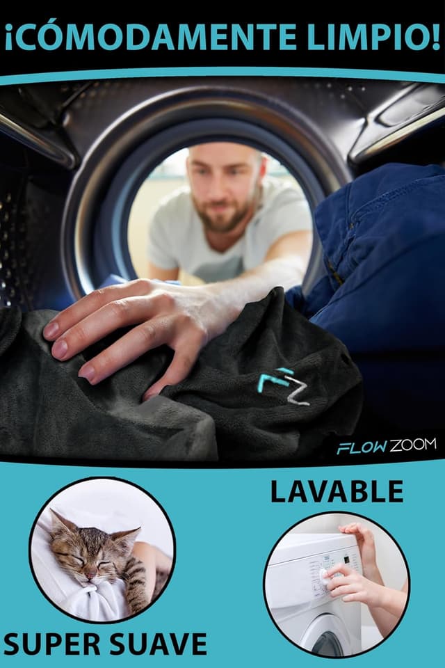 Thumbnail 8 de FLOWZOOM Almohada de Viaje Hinchable 💤 Talla L con Capucha Negra