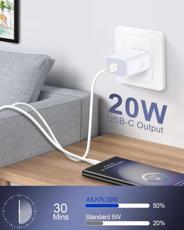 Detalle de iPhone 16e 20W USB‑C Charger Block