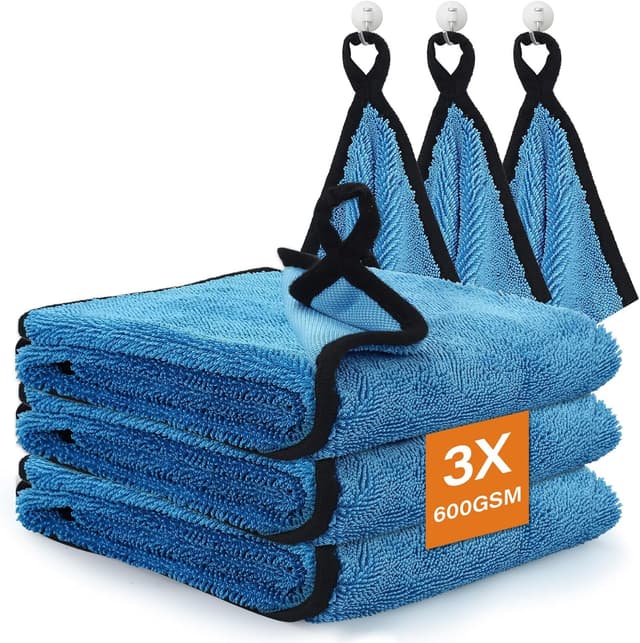 Detalle de WUFANC Trockentuch Dusche 3er Pack (Mikrofasertücher, 60×40 cm) – flusenfrei & streifenarm