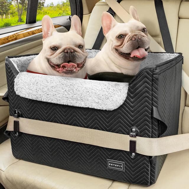 Detalle de Petsfit Hund Autositz für kleine/mittlere Hunde (58 x 42 x 34 cm) – mit 2 Sicherheitsgurten
