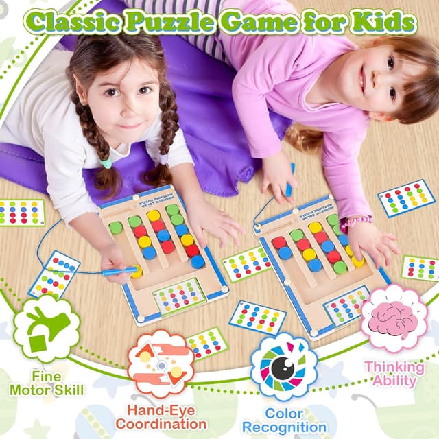 Thumbnail 3 de Kids Montessori Magnetic Wooden Puzzle Board 5.7x8.26