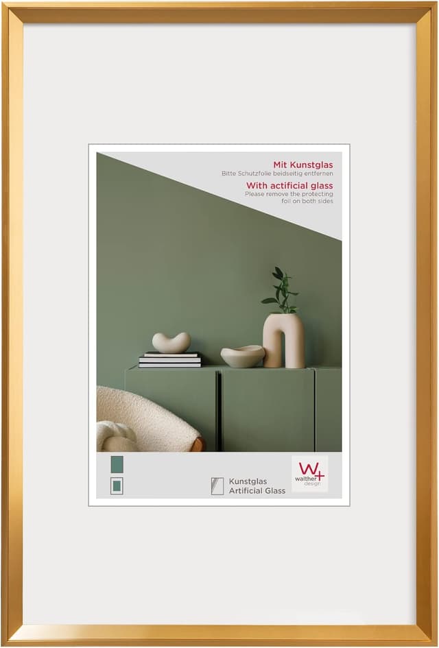 Detalle de walther design Desire DEX050S — Cadre photo en plastique argenté avec verre synthétique, 40 x 50 cm