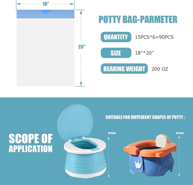 Detalle de Portable Travel Potty Liners Bags, 90 pcs