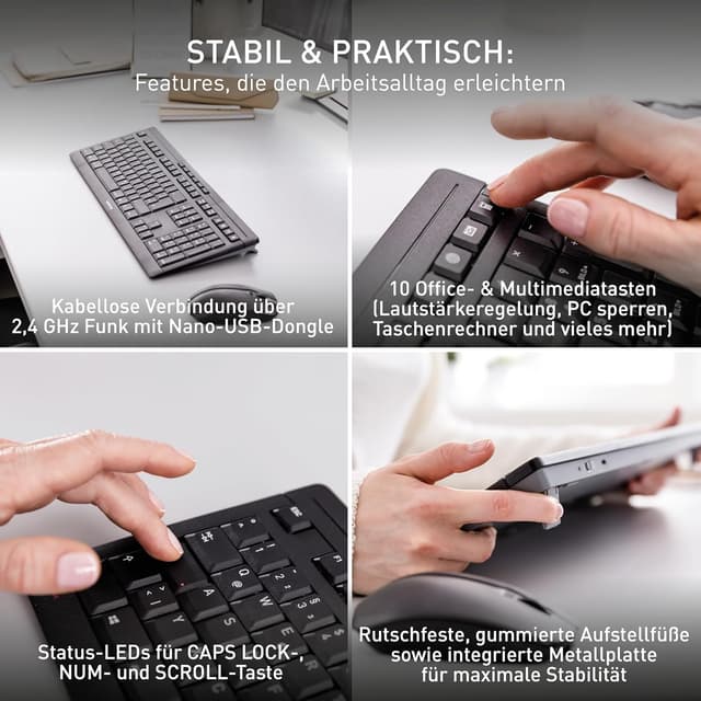 Thumbnail 4 de CHERRY Stream Desktop Recharge Tastatur Maus-Set 2,4 GHz